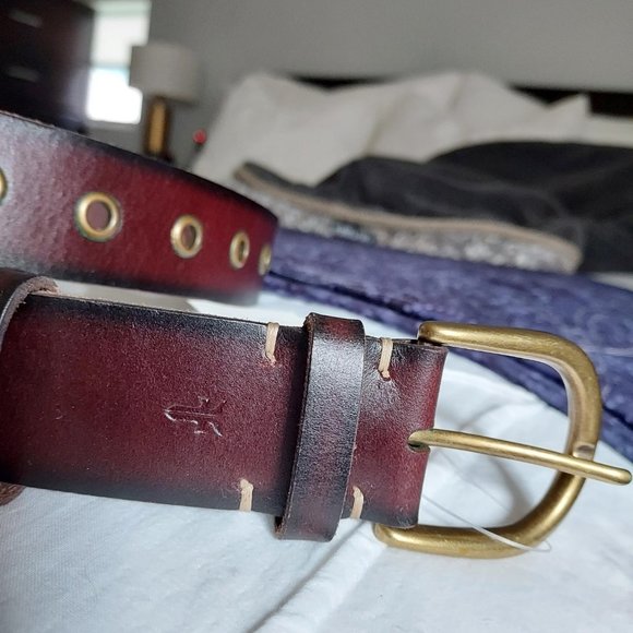 NWT Frye brown leather belt w/ grommets, S, M and L - Picture 13 of 14